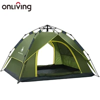 onliving automatic tent 3 4 person double layer outdoor camping tent waterproof instant setup protable backpacking tourist tents