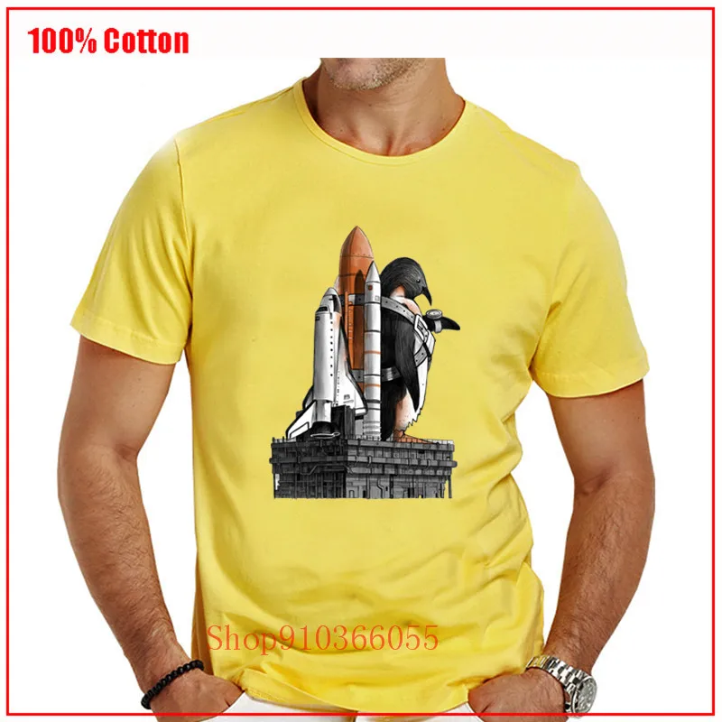 Новинка 2020 Мужская футболка хит продаж с принтом пингвина изображением космоса