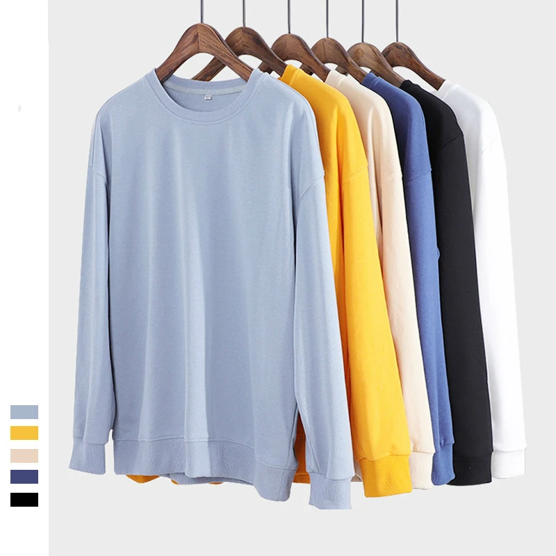 

Толстовка мужская с круглым вырезом, уличная одежда свободного покроя, с длинным рукавом, худи желтого цвета, спортивный Свитшот оверсайз, р...