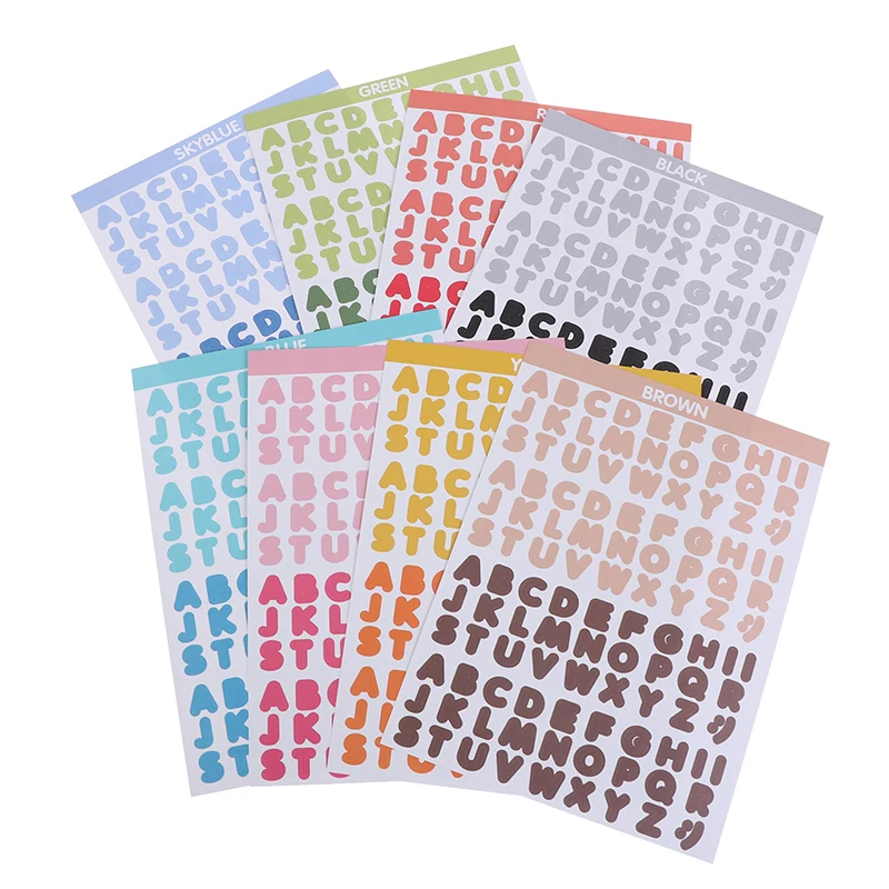 

2 Sheets / Pack Candy Color Letter Stickers Scrapbooking Decoration Photo Album Decor Planner Decals Stationary Alphabet Sticker