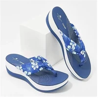 2021 fashion women slippers elegant printed solid color ladies wedge sandals new casual outdoor beach slippers female flip flop