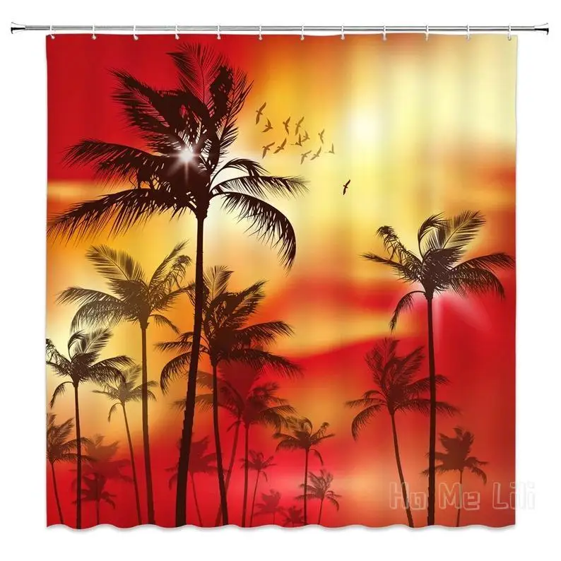 

Palm Trees Shower Curtain Ocean Tree Waterproof Polyester Bathroom Decor