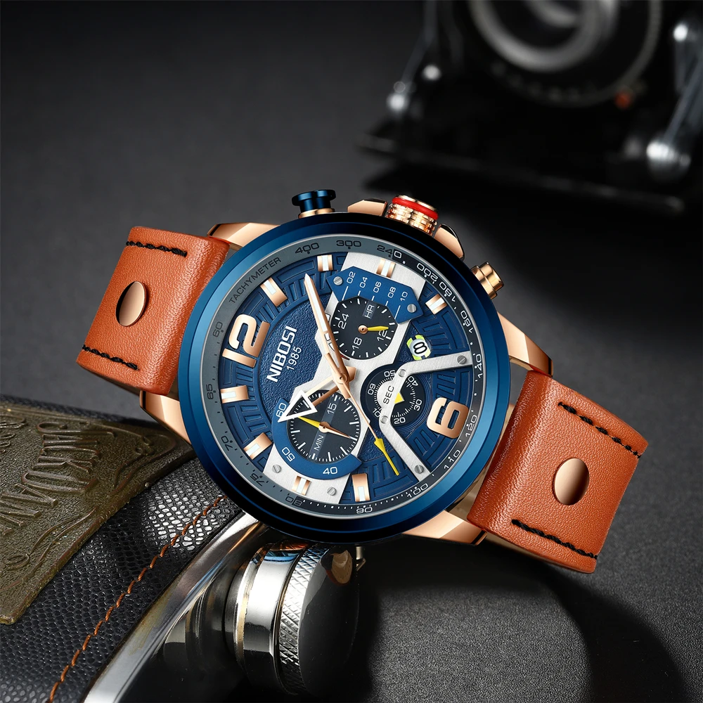 2PcsWatches NIBOSI мужские часы лучший бренд класса люкс Мужские повседневные кожаные