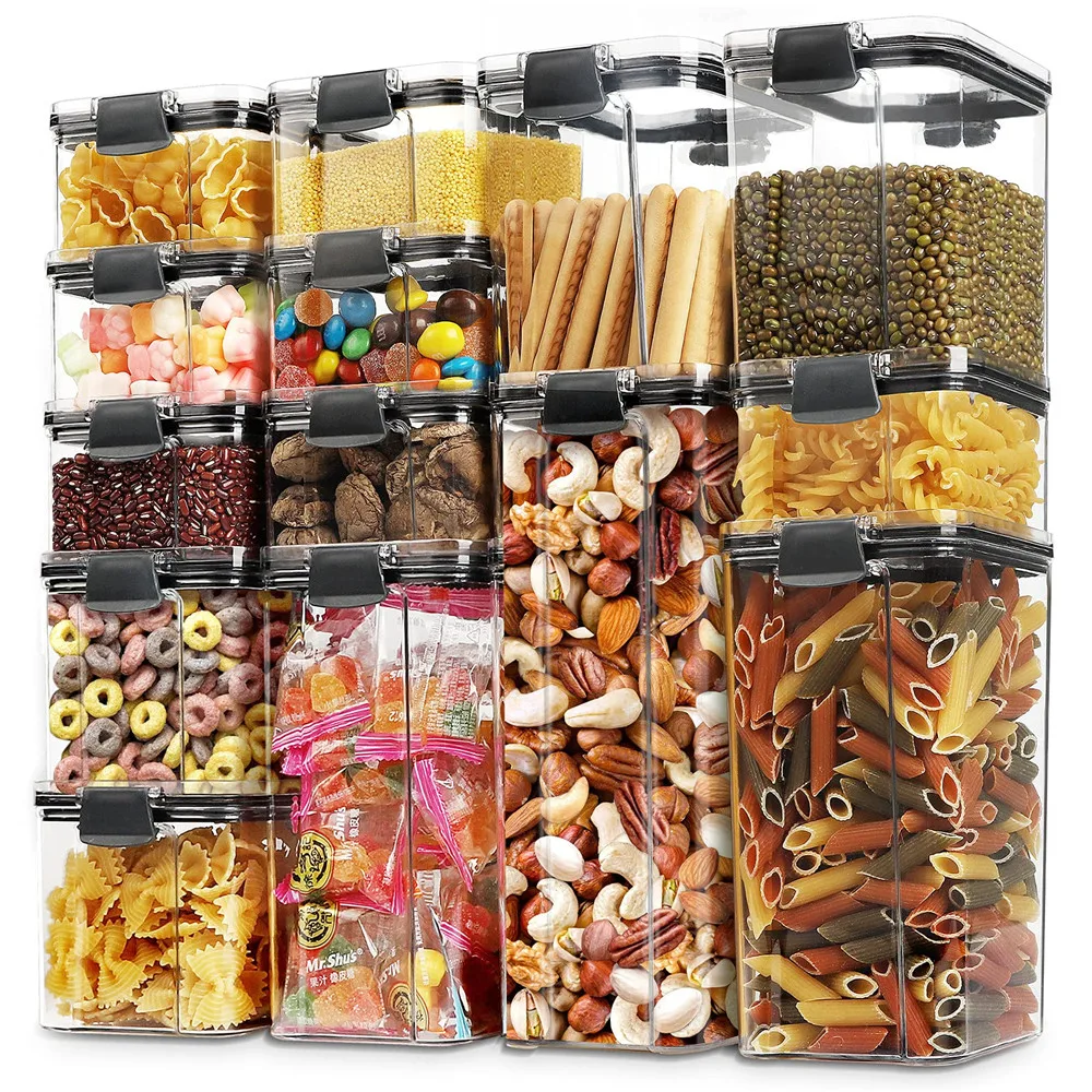 

Airtight Food Storage Container Set BPA Free Plastic Cereal refrigerator with Easy Lock Lids Kitchen and Pantry Organization can