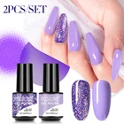 Набор для маникюра ROSALIND, полуперманентный, с блестками, гибридные Лаки, база и топ, 24 шт., набор гель-лаков для ногтей