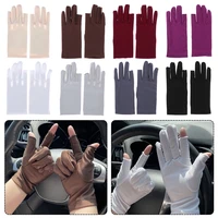 thin spandex gloves two finger touch screen driving gloves sun protection short stretch sports biking breathable mittens