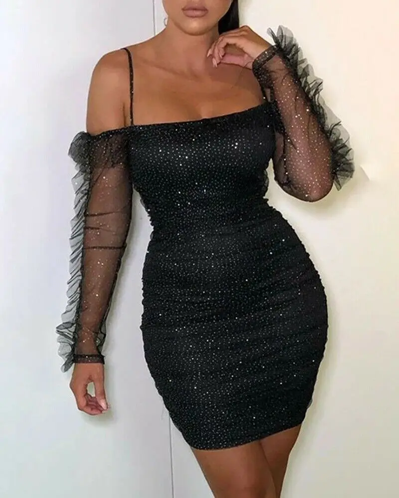 Горячая Распродажа летнее платье с длинным рукавом женское сексуальное