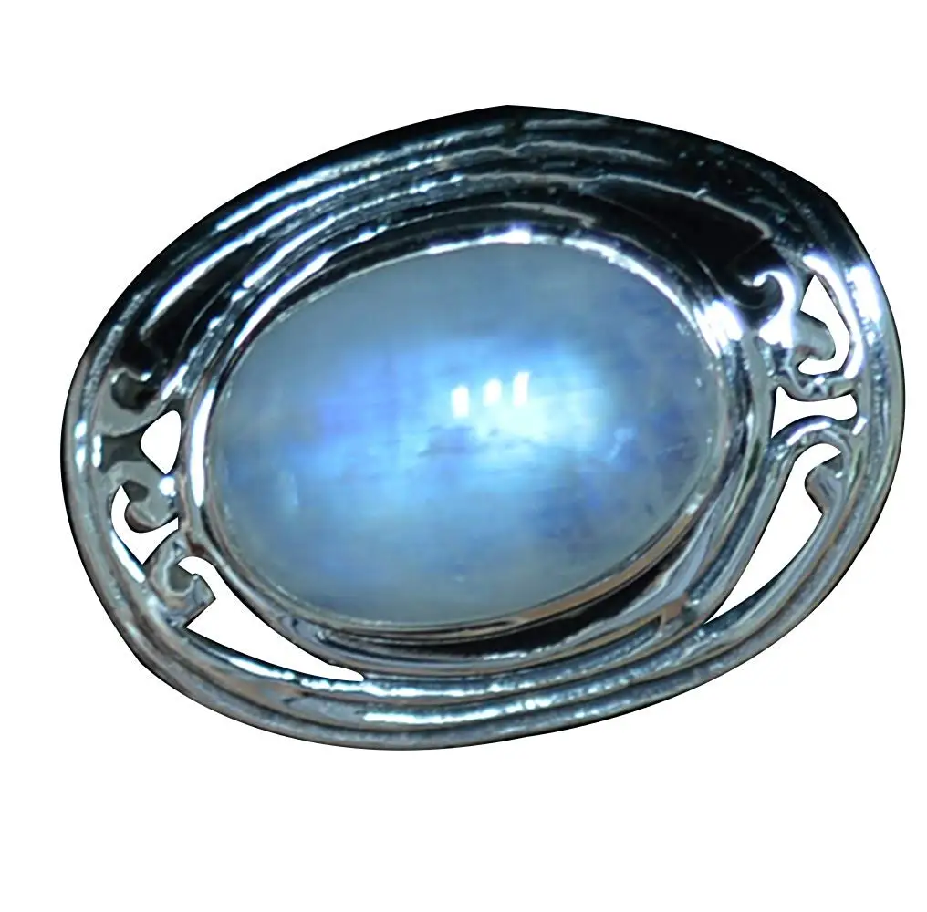 

Оригинальное кольцо из лунного камня с Синим огнем, искусственное серебро, США, размер: 7, 2SR467