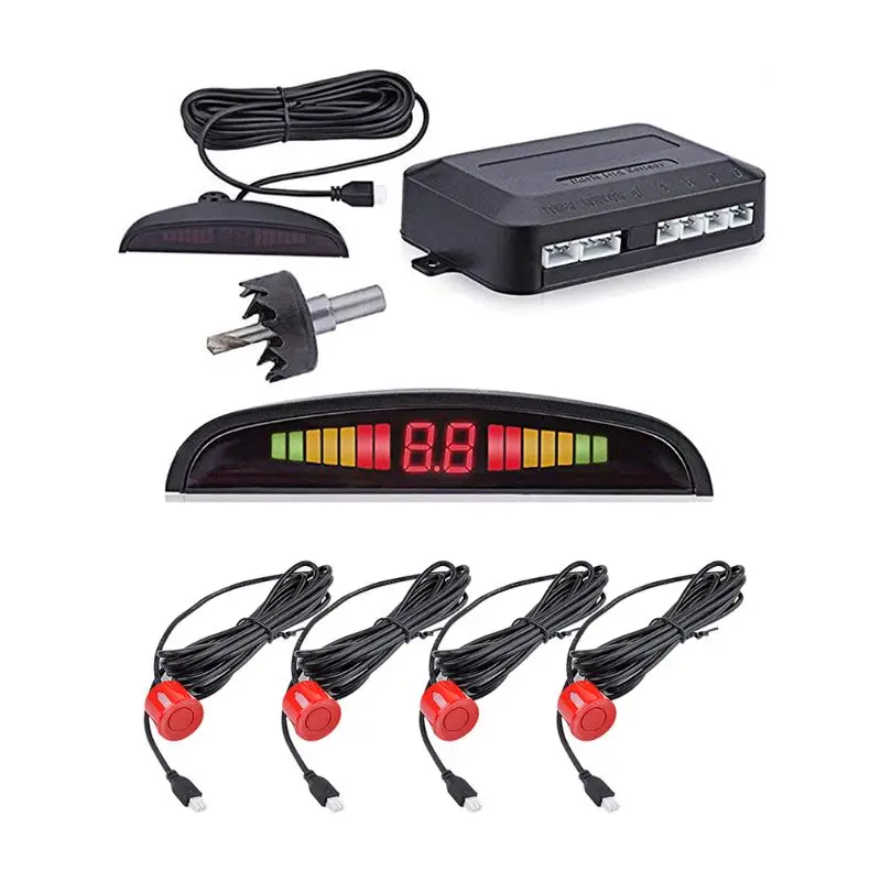 

Car Led Parking Sensor Parktronic Display 4Sensors Reverse Backup Monitor System