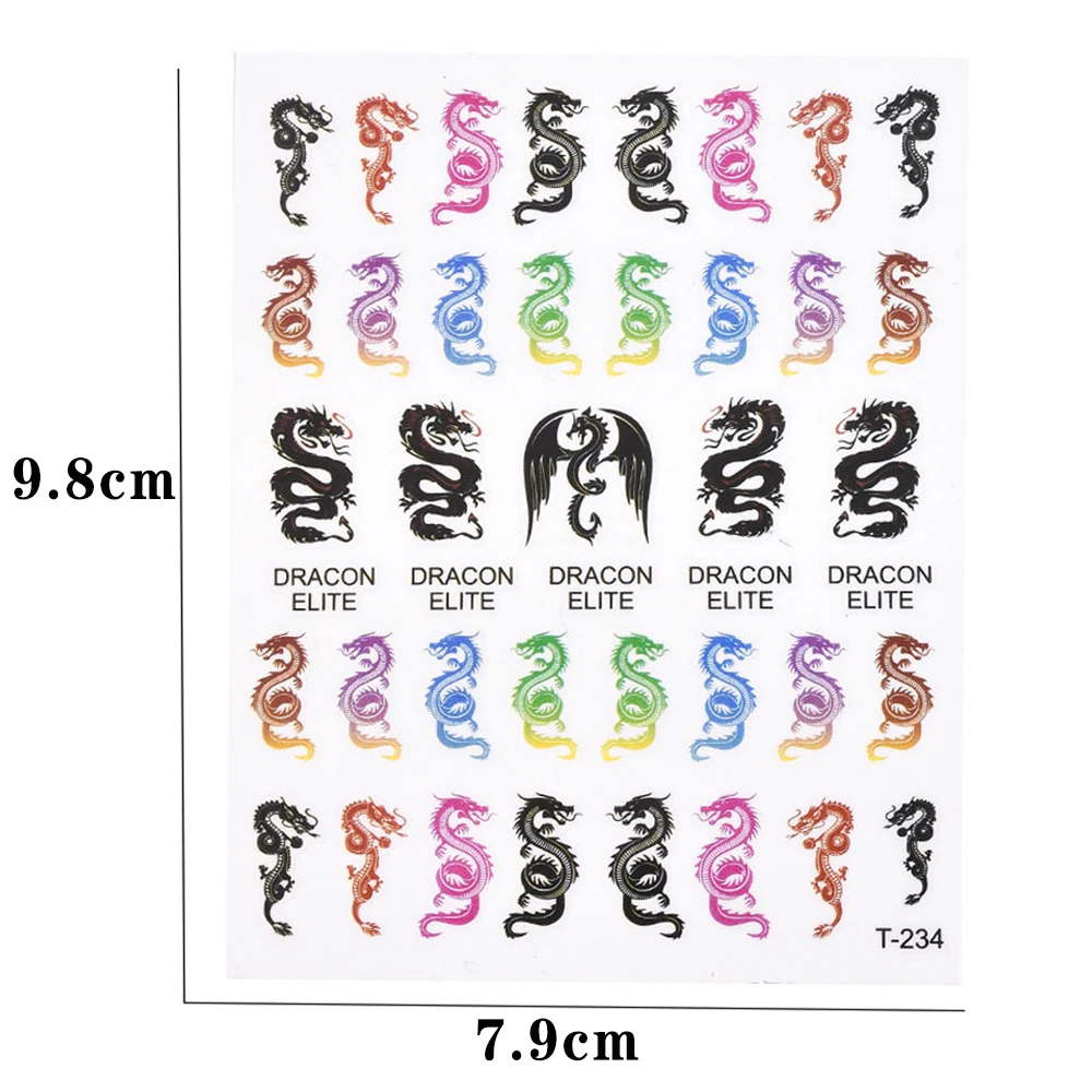 

5 Sheets/set Punk Dragon Nail Stickers Manicure Nail Accessories 3D Decals Nail Art Transfer Stickers Decoration Waterproof