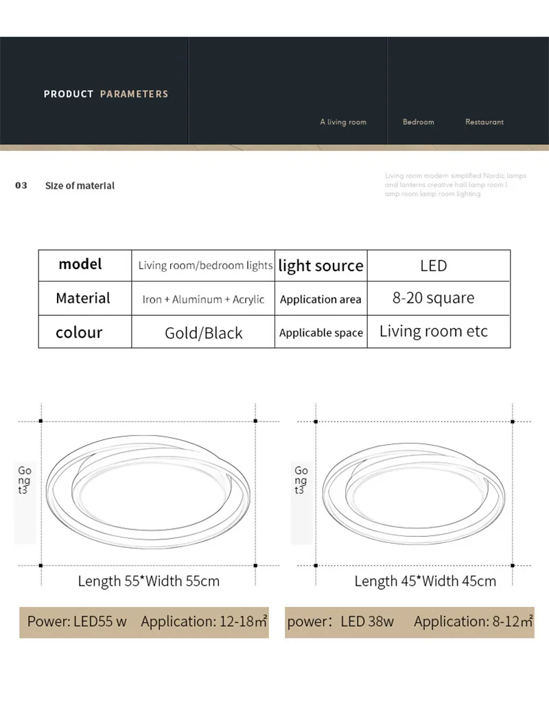 

Modern Round LED Chandeliers for Bedroom Living Room Kitchen Lights Hanging Study Gold Ceiling Lamp Home Decoration Luminaria
