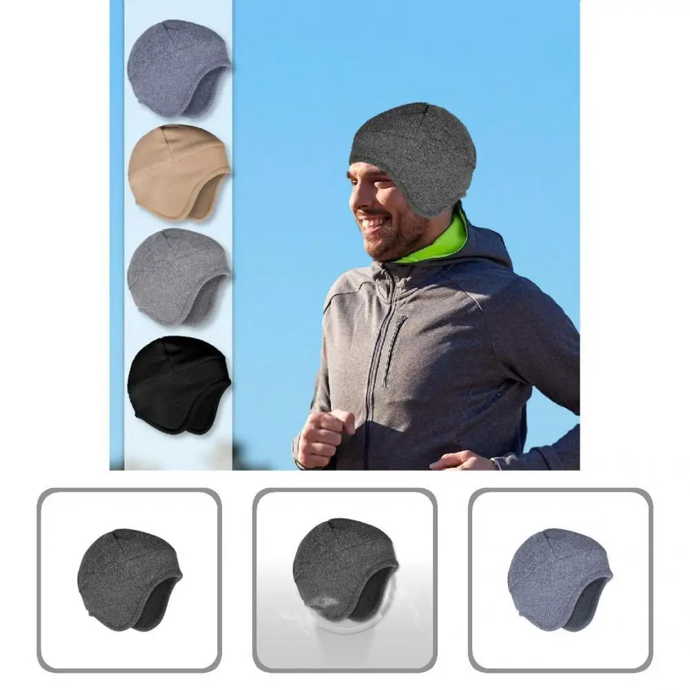 

Sporty Simple Pure Color No Brim Cap Autumn Winter Men Cap Thick for Jogging