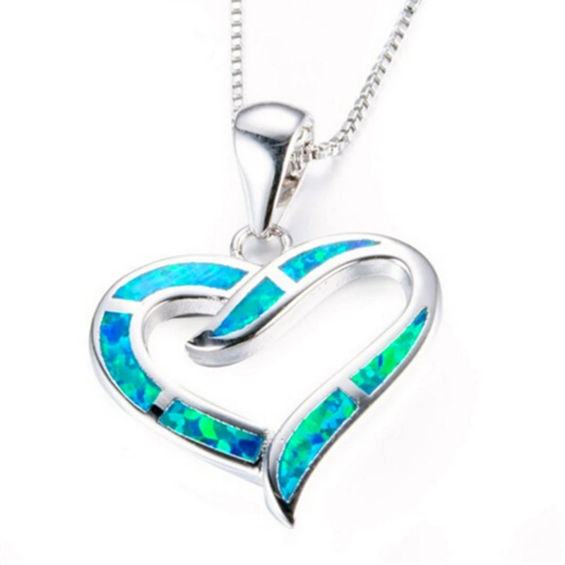 

New Silver Pendant Classic Simple Love Painting Oil Imitation Opal Temperament Female Money Pendant