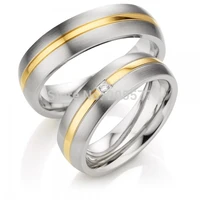 elegant luxury handmande custom gold plating inlay health titanium pair wedding bands couples rings for men and women