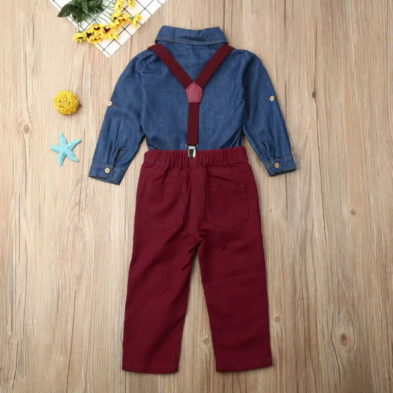 Для детей для маленьких мальчиков Одежда джентльмена комплекты рубашка Топ и