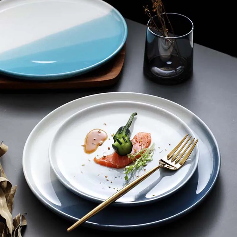 

Nordic ceramic western food plate pasta plate steak plate creative net red pizza plate salad plate round dish plate tray