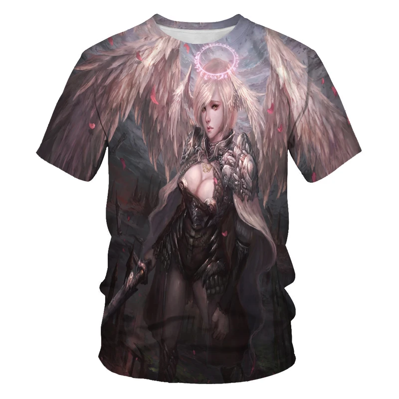 

2021 new men's T-shirt summer beautiful short-sleeved casual shirt 3D printing anime beauty pattern oversized T-shirt