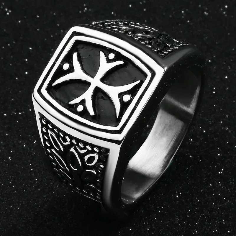 Мужское кольцо с крестом Valily классическое Винтажное из нержавеющей стали