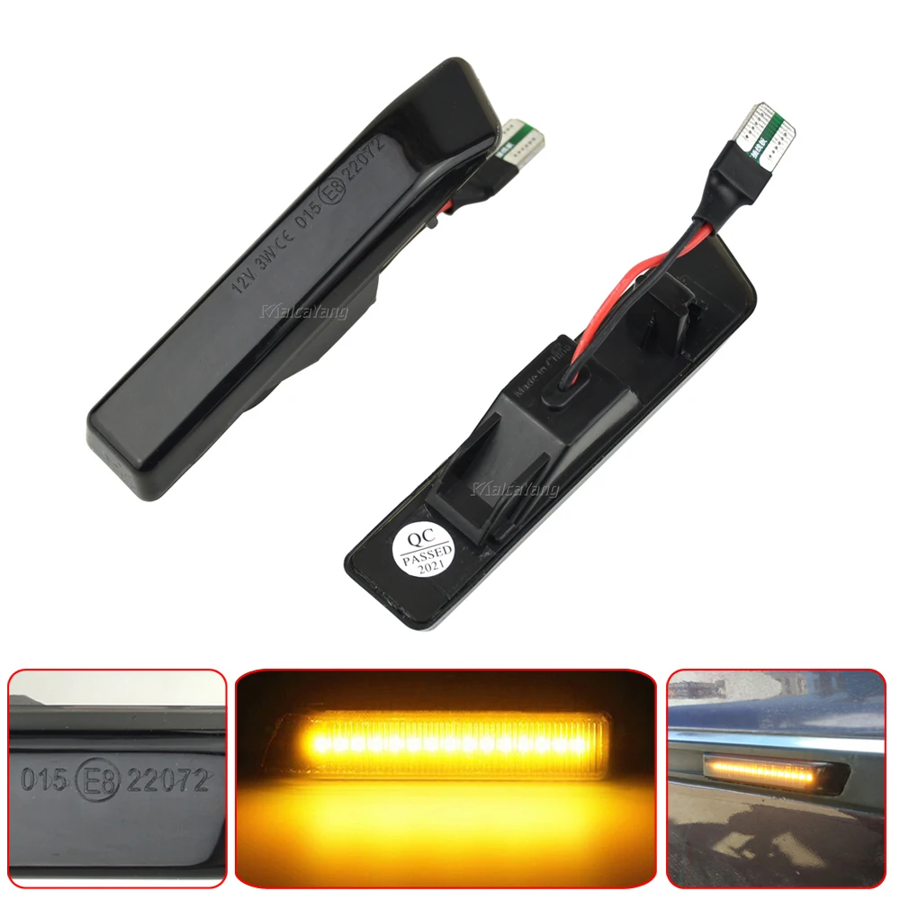 2x Dynamic Fender LED Turn signal Side Marker Light Sequential Lamp For BMW X5 E53 1999 2001 2002 2003 2004 2005 2006 E36 1997