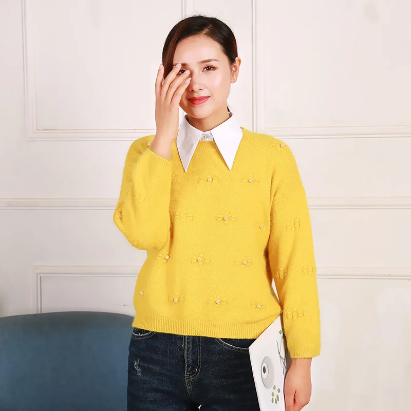 2019 лет белого цвета Новый накладной воротник от рубашки Женская дикая рубашка с