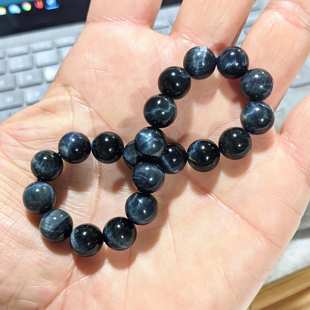 Браслет Ruberthen из натуральной стали с синими бусинами тигровый глаз для мужчин