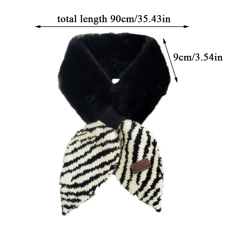 

2021 New Autumn Winter Houndstooth Fashion Crochet Knitted Scarf Women's scarf Faux Fur Collar Neck Warmer Scarves for Women