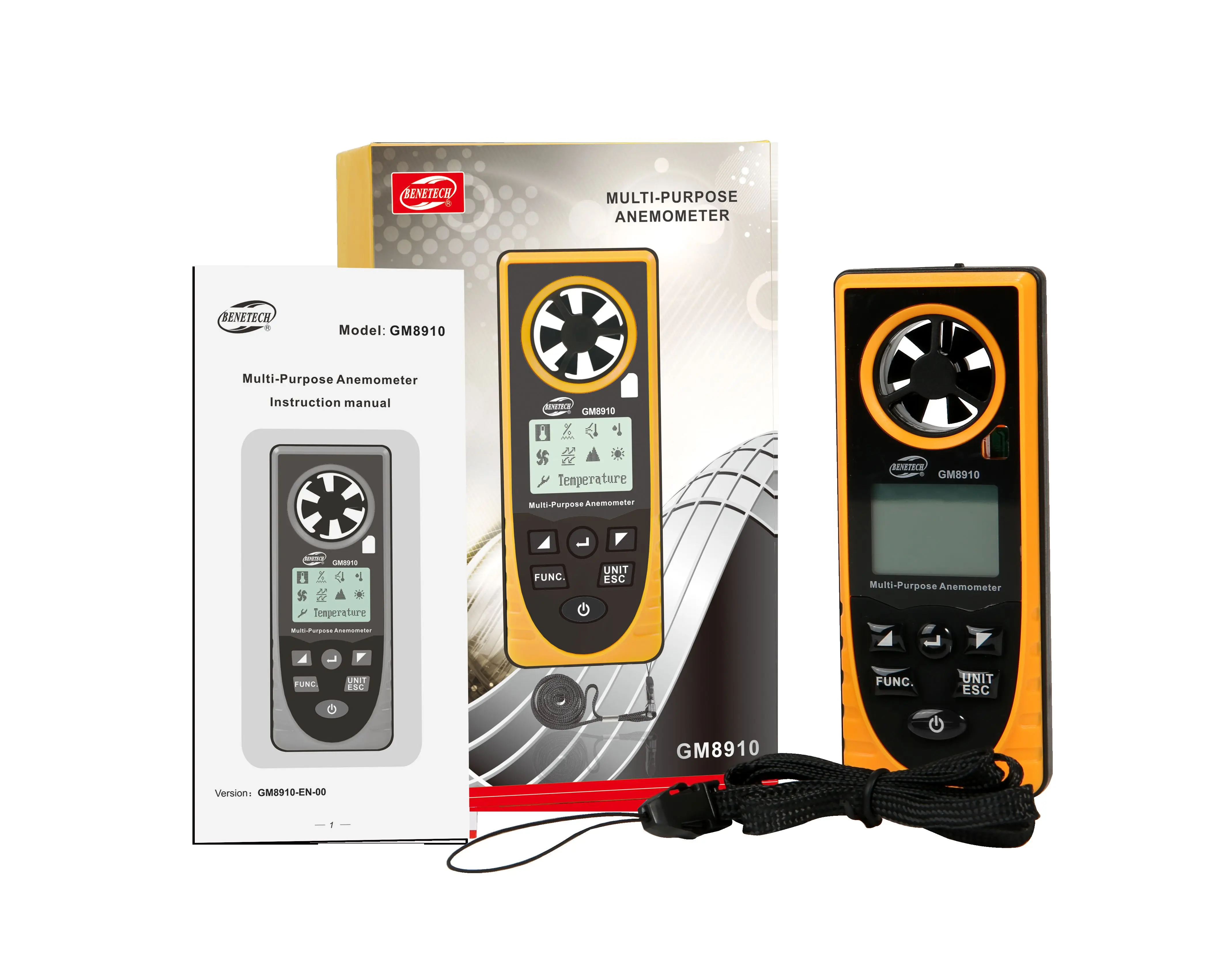 

Muti-Purpose Anemometer lux temperature attitude wind speed meter GM8910 Benetech