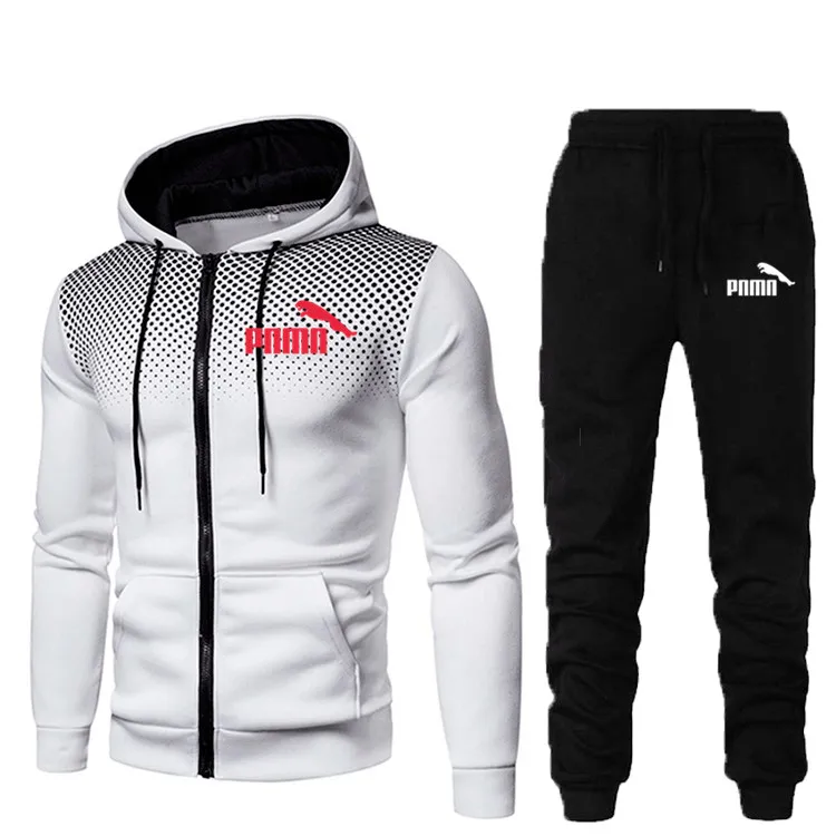 

2020 Autumn Winter Men Sets Gradient Sportswear Men's Plus velvet Full-Sleeved top+Outdoor Sports Pants Tracksuit Men Clothing