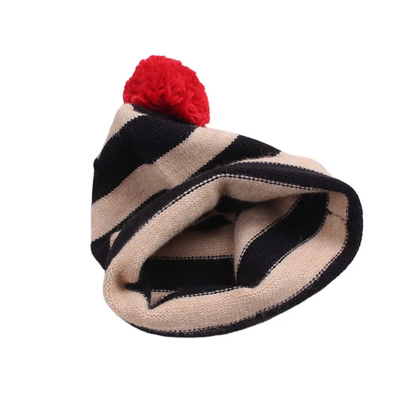 

New children's autumn and winter warm hat windproof for baby lovely hat with good quality wool stripe Pullover hat knitted hat