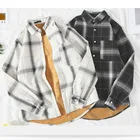 Зимняя плотная теплая плюшевая клетчатая рубашка для мужчин, флисовые Топы с длинным рукавом и воротником, Корейская уличная одежда, Клетчатая блузка, Женская винтажная верхняя одежда