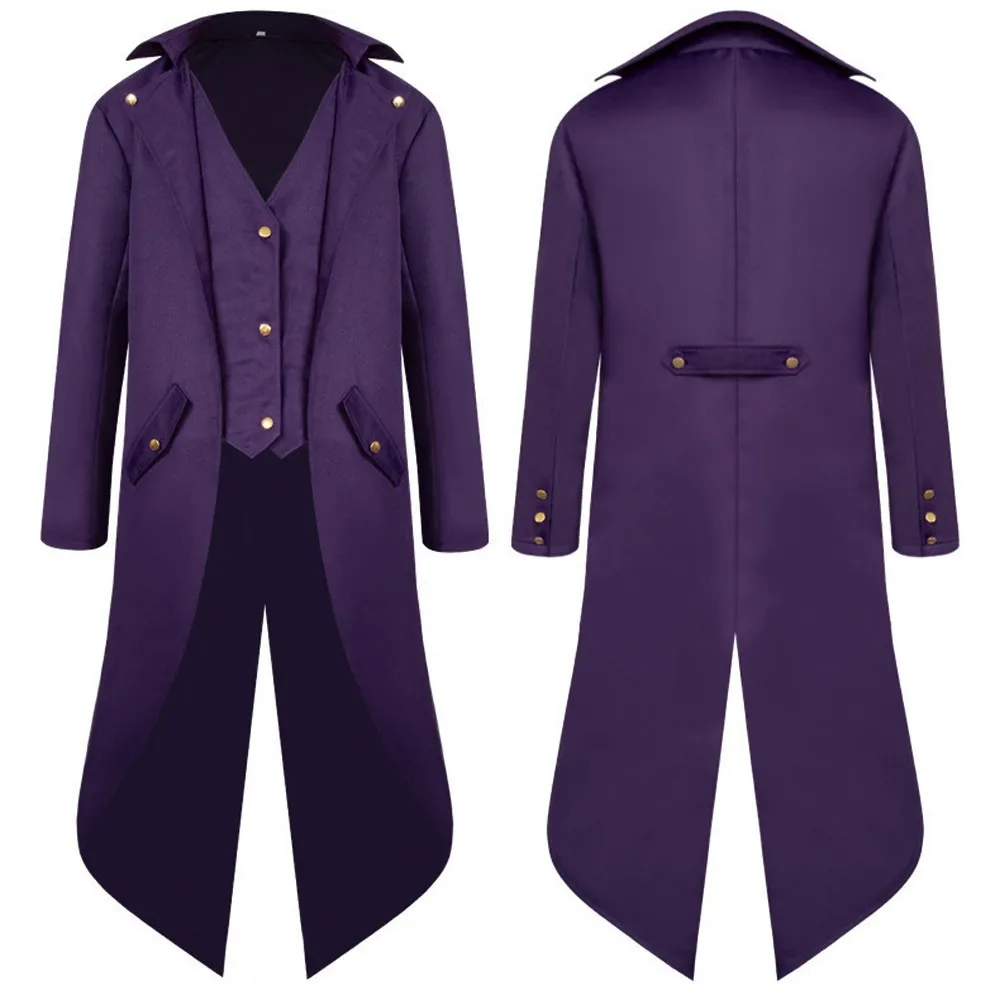 2019 мужское пальто фрак Готическая униформа костюм винтажный зимний военный