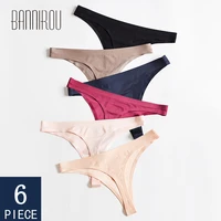 bannirou 6 pcs womans underwear seamless sexy ice silk panties sexy sports female t back g string thong for woman free shipping