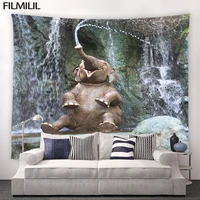 funny elephant tapestry waterfall wild animals highland cow leopard landscape walls decor cloth room wall hanging mural screens