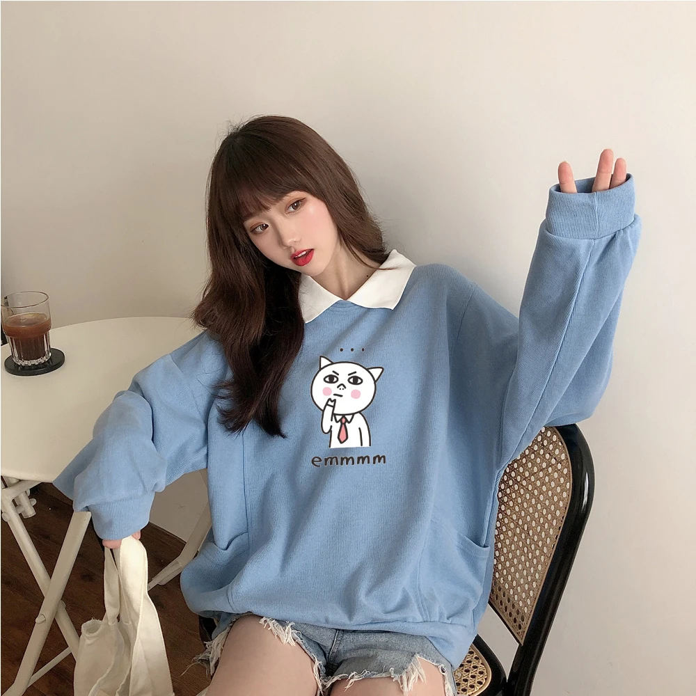 

Cartoon Graphic Cotton Sweatshirt Pullover Oversize Clothes Harajuku Women Soft Kawaii Hoodie for Girls Casual Winter Clothing