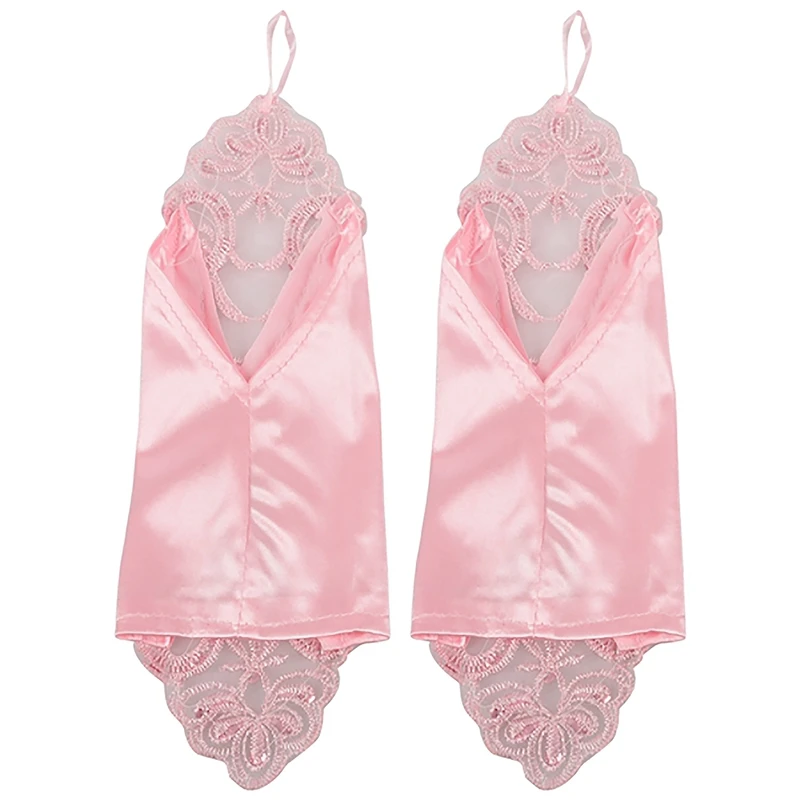 2 Pair Women' Flora Short Wedding Dress Glove Fingerless Elegant Gloves for Bride Party Lake Blue &amp Pink |