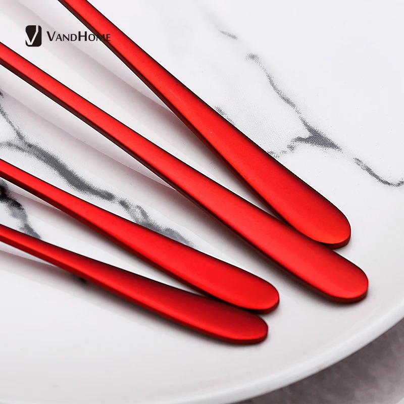 VandHome красочные черные столовые приборы набор посуды из нержавеющей стали нож