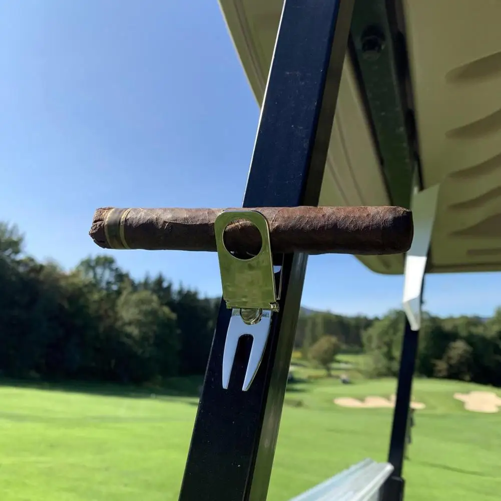 

Cigars Holder Multifunctional Corrosion Resistance Metal Golf Cigars Clip with Ball Marker for Golfing