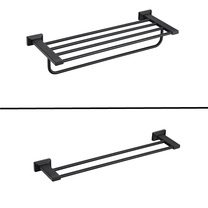 Hongdec Роскошный Матовый черный набор аксессуаров для ванной из нержавеющей