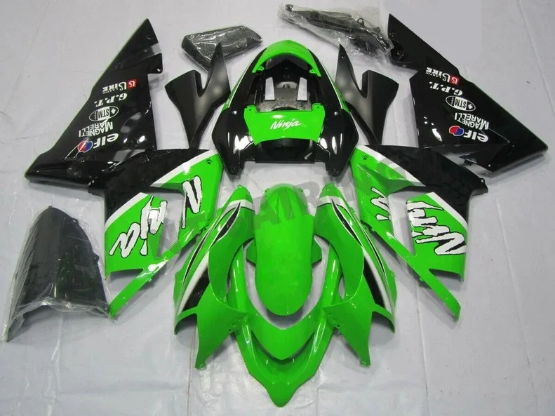 

Высококачественный новый комплект обтекателей для мотоцикла ABS для kawasaki Ninja ZX-10R ZX10R 2004 2005 04 05 комплект обтекателей черного и зеленого цвета