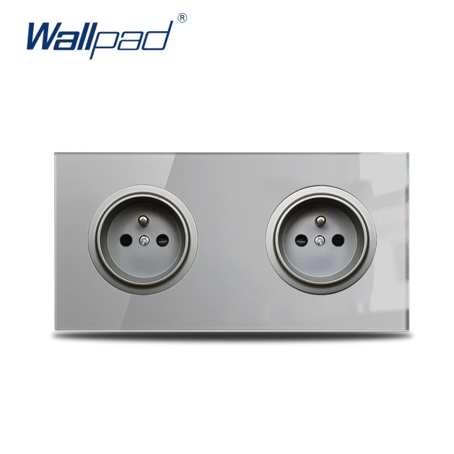Wallpad L6 серая Стеклянная Двойная 2 полосная французская настенная розетка