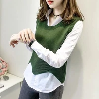 spring autumn women round neck knitted vest 2021 new sweater vests short female casual sleeveless korean version knit pullovers