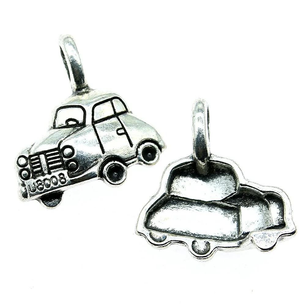 

Pendants For Jewelry Craft 5pcs Car Charms 20x20mm Antique Silver Planted