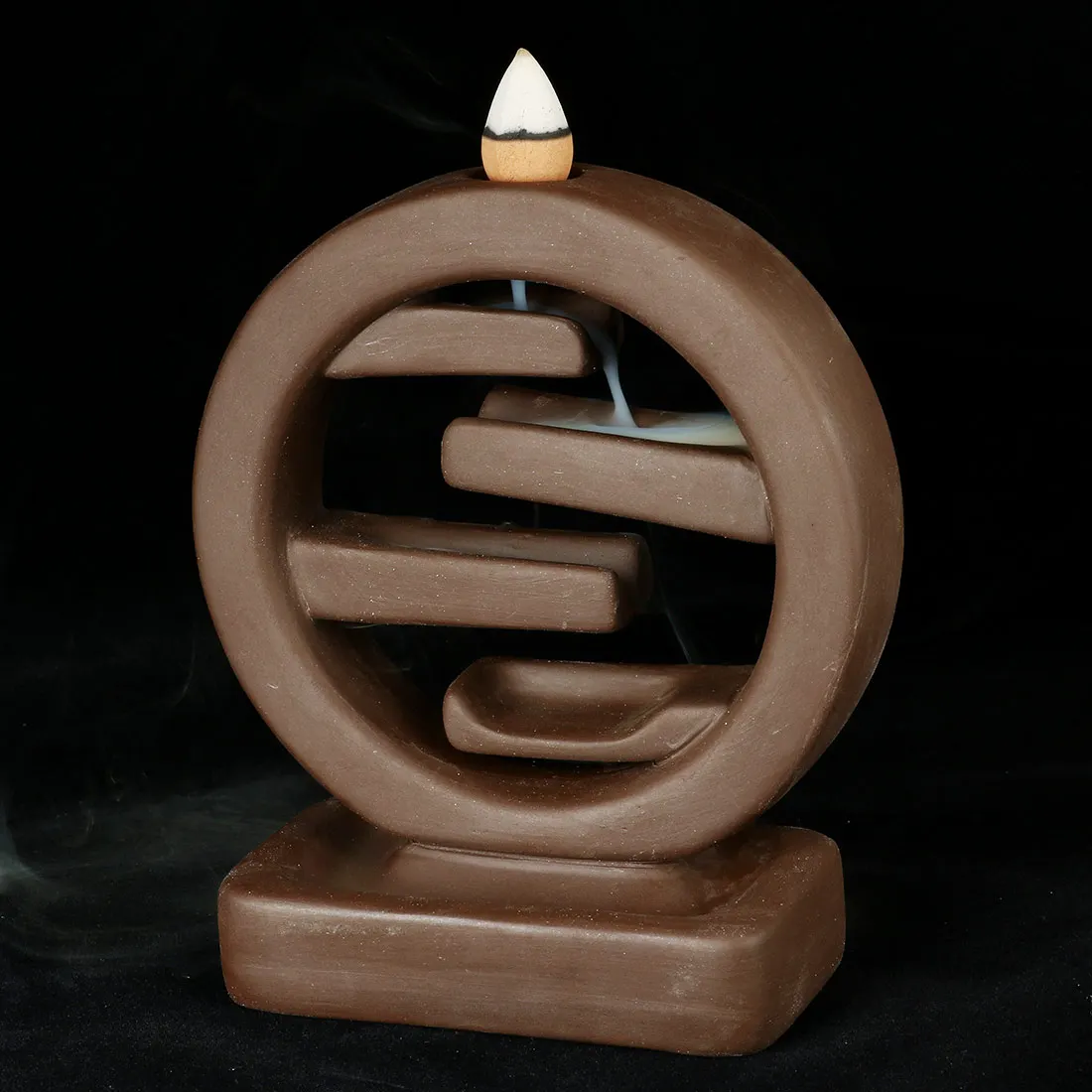 

Ceramic Round Smoke Waterfall Incense Holder Creative Crafts Backflow Incense Burner Aromatherapy Ceramic Censer Home Decor
