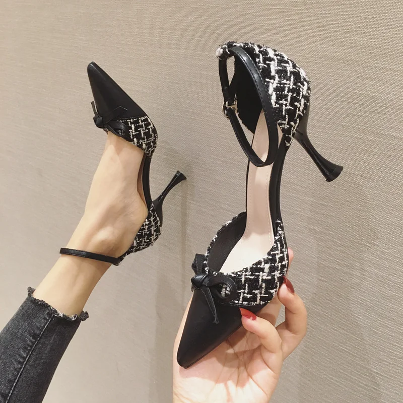 

34-39 Summer New Open Toe Korean Fashion Bow Thick heeled Women's Shoes High Heeled Shoes