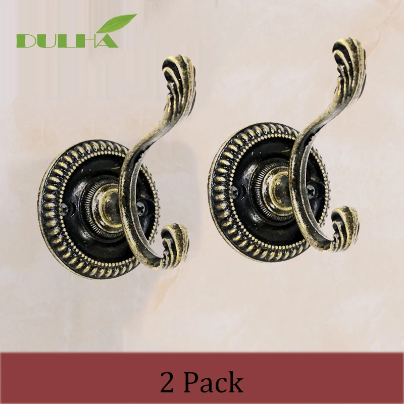 

2 Pcs Luxury Bronze Metal Wall Decor Hanger Robe Hook Coat Clothes Towel Rack Hanging For Kitchen Bathroom Equipment Accessories