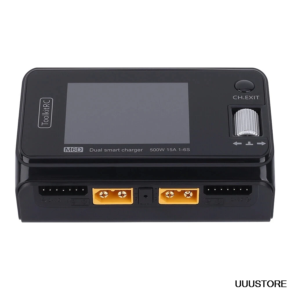 Двухканальное умное зарядное устройство ToolkitRC M6D 500 Вт 15 А постоянного тока для 1-6S
