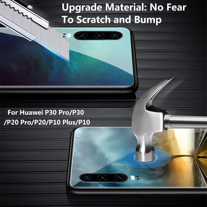

Fashion TPU Glass Phone Cover For Huawei P30 P30Pro P20 P20Pro P10 P10Plus Case Color Painting New Material Protective Funda