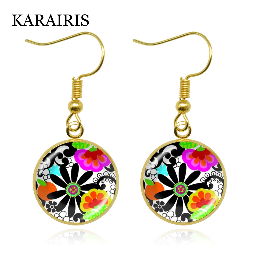 KARAIRIS Новые красивые украшения в виде цветов круглые серьги богемном народном