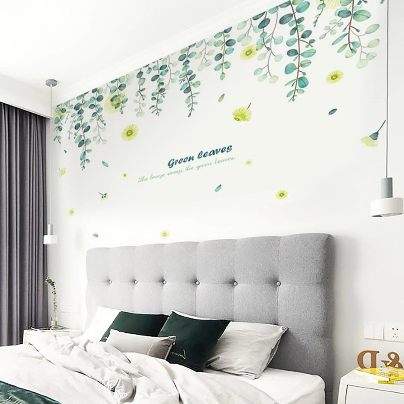 

Green Plant Leaves Tree Branch Wall Stickers Kid Childrens Room Decoration Home Decor Toys Bedroom Kitchen Poster Self-Adhesive