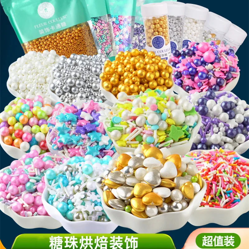 

Free shipping 20g Edible Gold Beads Pearl Sugar Ball Fondant DIY Cake Baking Sprinkles Sugar Candy Ball Wedding Cake Decoration